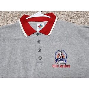 DETROIT RED WINGS Stanley Cup Champs 1997 Short Sleeve Polo Shirt XL Gray Vtg
